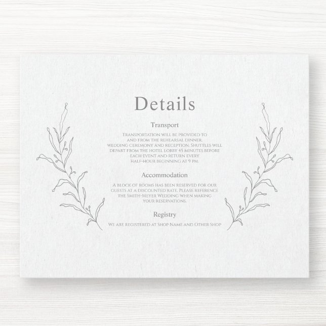 Carte D'accompagnement Feuillage botanique Croquis Dessin Élégant Moderne (Créateur téléchargé)