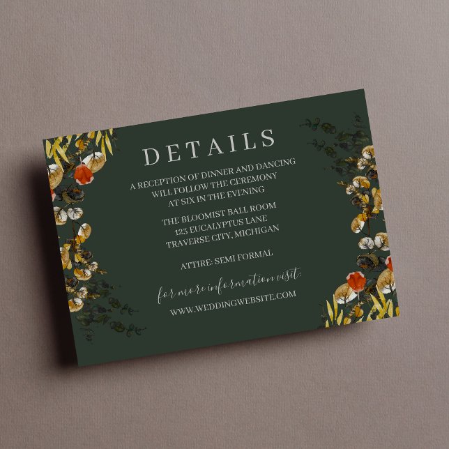 Carte D'accompagnement Feuillage d'automne Verdure sèche Mariage de couro (Créateur téléchargé)