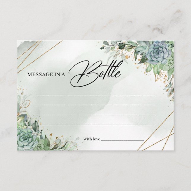 Carte D'accompagnement Feuillage de succulents verts Message dans une car (Devant)