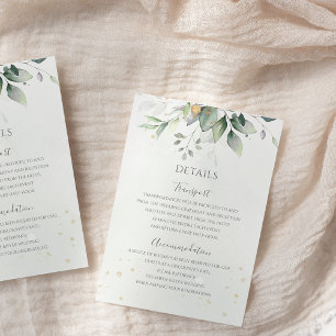 Carte D'accompagnement Feuillage d'eucalyptus doré Élégant mariage