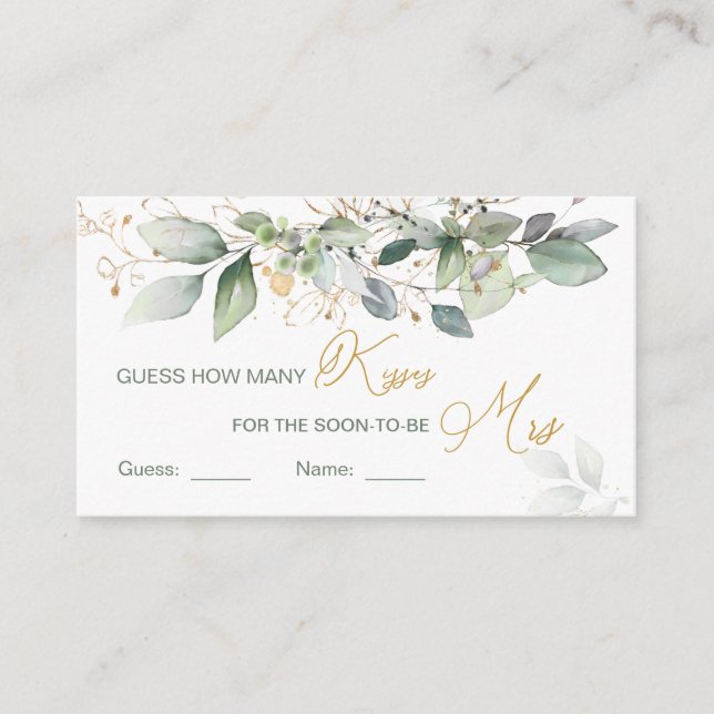 Carte D'accompagnement Feuillage verdoyant Devinez combien de baisers jeu (Devant)