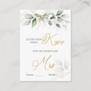 Carte D'accompagnement Feuillage vert Devinez combien de baisers jeu