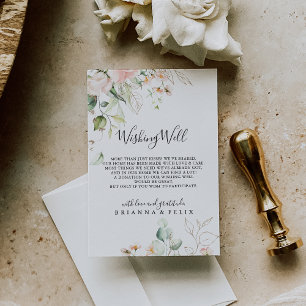 Carte D'accompagnement Feuillage vert or Floral Mariage Wishing well