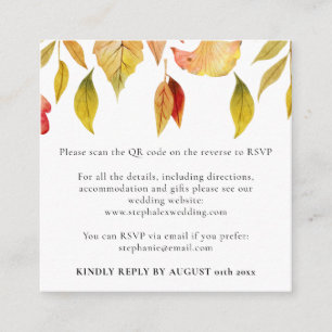 Carte D'accompagnement Feuille d'Automne Mariage QR Code RSVP Square