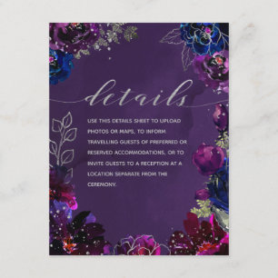 Carte D'accompagnement Feuille de détails du Mariage Amethyst Sapphire Je