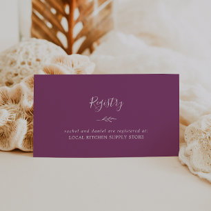 Carte D'accompagnement Feuille minimale Berry Purple Cadeau Registre