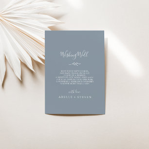 Carte D'accompagnement Feuille minimale   Bleu et blanc Mariage Wishing w