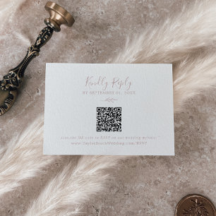 Carte D'accompagnement Feuille minimale Blush Pink QR Code Mariage RSVP