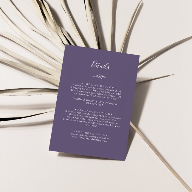 Carte D'accompagnement Feuille minimale | Détails Plum Purple (Créateur téléchargé)