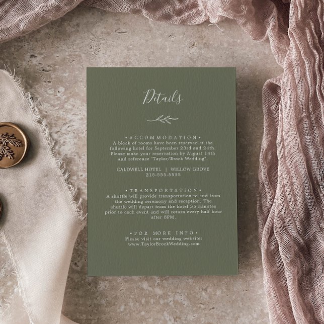 Carte D'accompagnement Feuille minimale | Détails sur le vert foncé (Créateur téléchargé)