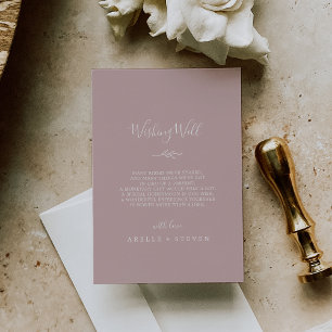 Carte D'accompagnement Feuille minimale Dusty Rose Mariage Wishing well