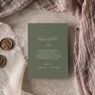 Carte D'accompagnement Feuille minimale   Mariage vert foncé qui souhaite