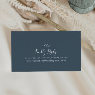 Carte D'accompagnement Feuille minimale   Site Mariage Slate Blue RSVP