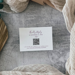 Carte D'accompagnement Feuille minimale   Suggérer QR Code Mariage RSVP