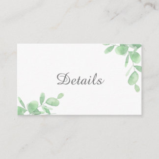Carte D'accompagnement Feuilles de l'Eucalyptus Vert. Détails du mariage