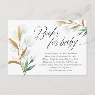 Carte D'accompagnement Feuilles d'or vert livres neutres de genre pour bé