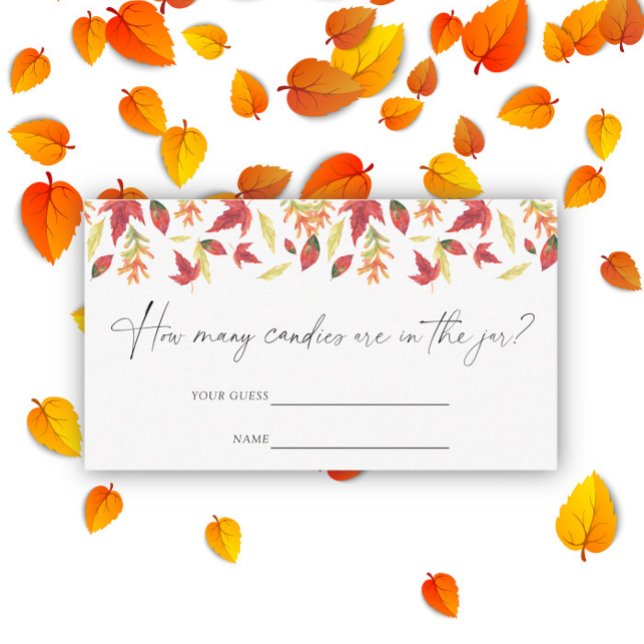 Carte D'accompagnement Feuilles en chute - Devinez combien de bonbons jeu (Créateur téléchargé)
