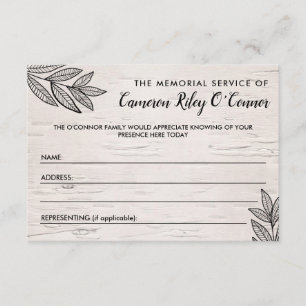 Carte D'accompagnement Feuilles et Birch Memorial Service
