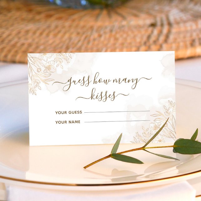 Carte D'accompagnement Feuilles Florales Dorées Combien de Baisers Jeu de (Créateur téléchargé)