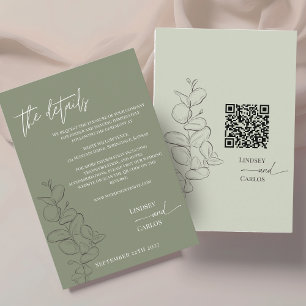 Carte D'accompagnement Feuilles minimalistes dessinés à la main - détails