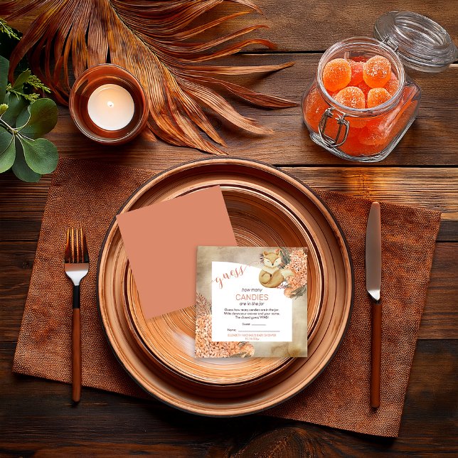 Carte D'accompagnement Feuilles Palm | Hydrangée | Les bonbons dans le Ja (Palm Leaves and Hydrangeas Sleeping Fox Girl Baby Shower Candies in the Jar Game Card)