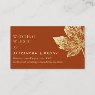 Carte D'accompagnement Feuilles Rustique Burtic Orange et Gold Foil