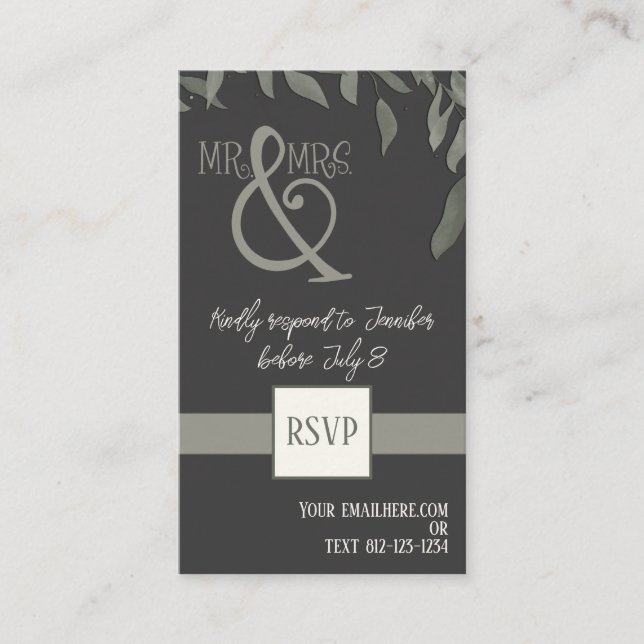 Carte D'accompagnement Feuilles simples Elegant Inspirivity Wedding rsvp (Devant)