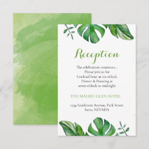Carte D'accompagnement Feuilles tropicales de Monstera vertes aquarelle 