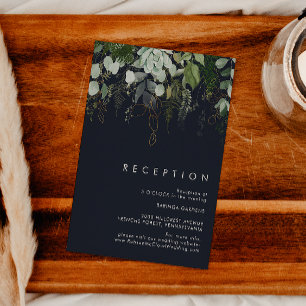 Carte D'accompagnement Feuilles vertes et or   Réception de mariage Dark