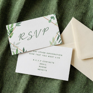 Carte D'accompagnement Feuilles verts, mariage RSVP