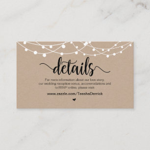 Carte D'accompagnement Feux Rustic Farm String, détails Mariages