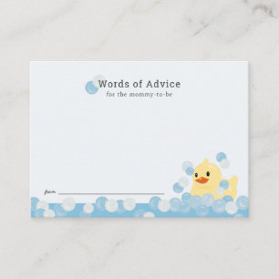 Carte D'accompagnement Fiche conseil Baby shower bleu en caoutchouc