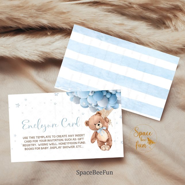 Carte D'accompagnement Fiche de boîtier de l'ours en peluche, détails de  (Teddy bear ,Enclosure Card,Invitation,Details Card,RSVP card,Book For Baby,Editable Instant Download)