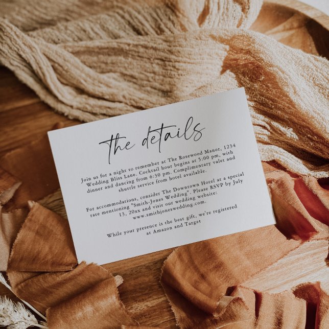 Carte D'accompagnement Fiche de boîtier Détails | Papeterie Mariage moder (Créateur téléchargé)