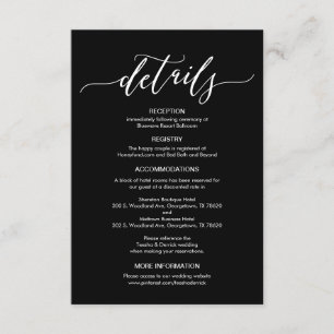 Carte D'accompagnement Fiche de boîtier pour détails Mariages