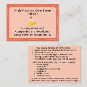 Carte D'accompagnement Fiche d'information sur les dangers du sirop de ma
