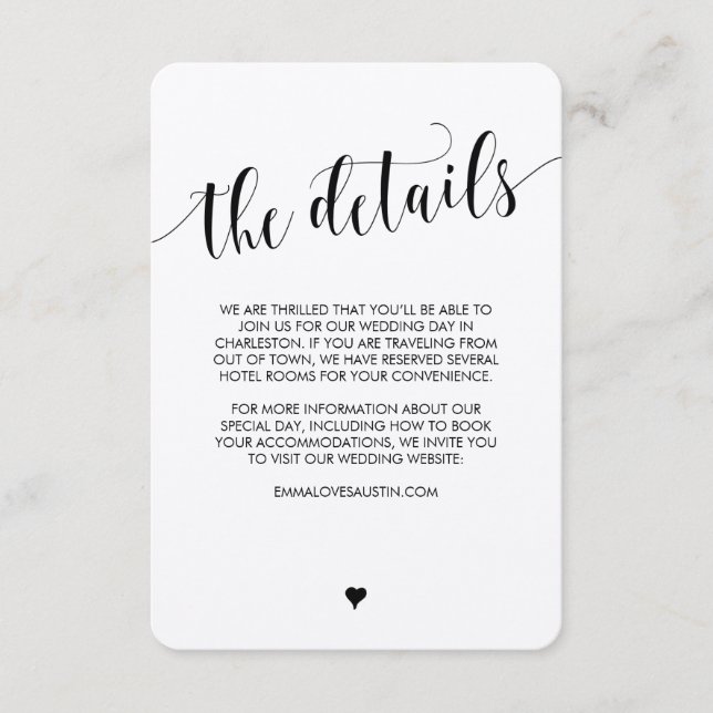 Carte D'accompagnement Fiche d'informations sur le Mariage rustique (Devant)