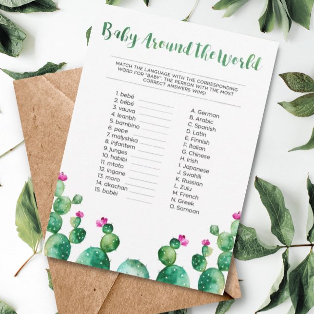 Carte D'accompagnement Fiesta Baby Around World Shower Game Card (Créateur téléchargé)