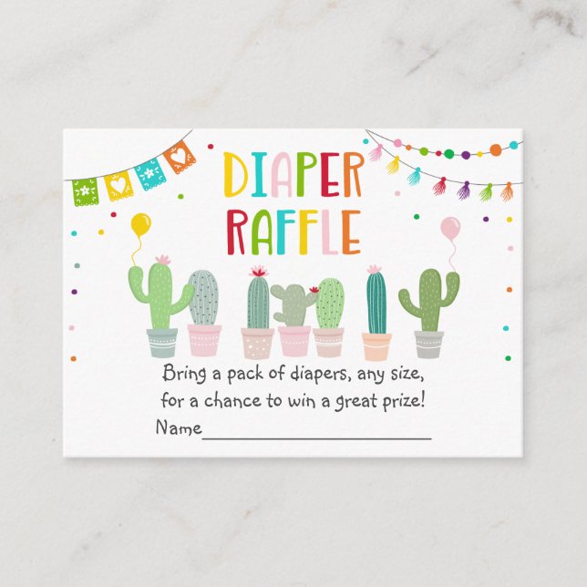 Carte D'accompagnement Fiesta Cactus Baby shower Déchets Raffle (Devant)