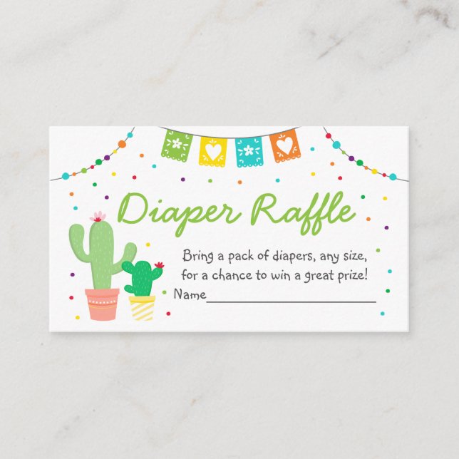Carte D'accompagnement Fiesta Cactus coloré Baby shower Déchets Raffle (Devant)