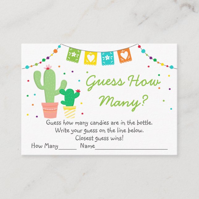 Carte D'accompagnement Fiesta Cactus Devine Combien De Baby showers Jeu (Devant)
