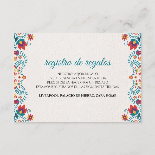 Carte D'accompagnement Fiesta Colorful Botanical Floral Spanish Wedding (Devant)