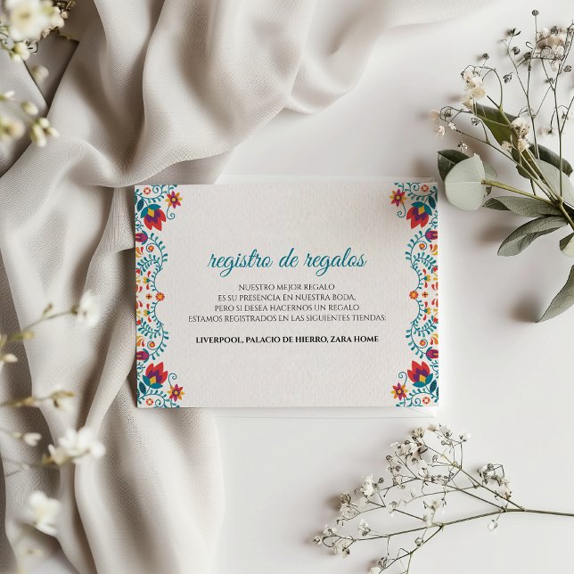 Carte D'accompagnement Fiesta Colorful Botanical Floral Spanish Wedding (Fiesta Colorful Botanical Floral Spanish Wedding Enclosure Card)
