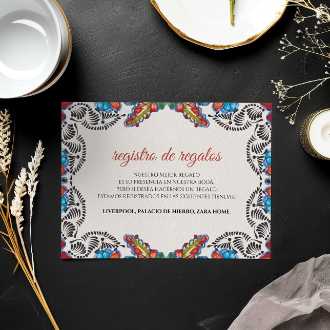 Carte D'accompagnement Fiesta Colorful Flowers Botanical Spanish Wedding (Fiesta Colorful Flowers Botanical Spanish Wedding Enclosure Card)