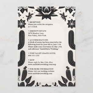Carte D'accompagnement Fiesta Élégante Cactus Floral Mariage Mexicain