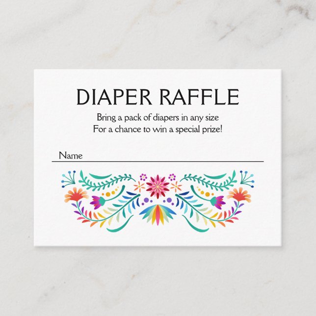 Carte D'accompagnement Fiesta Floral Diaper Baby shower Raffle (Devant)