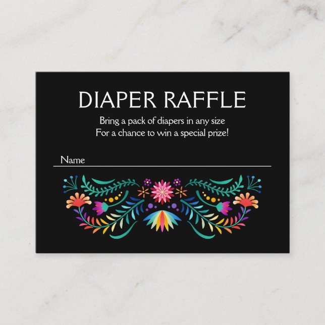 Carte D'accompagnement Fiesta Floral Diaper Baby shower Raffle (Devant)