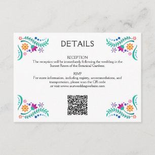 Carte D'accompagnement Fiesta Floral Mariage QR Détails