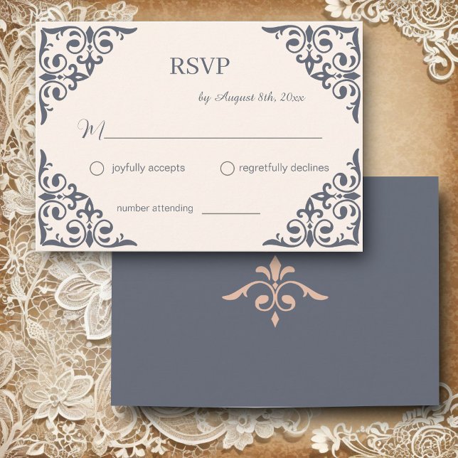 Carte D'accompagnement Filigree rustique, mariage RSVP (Créateur téléchargé)