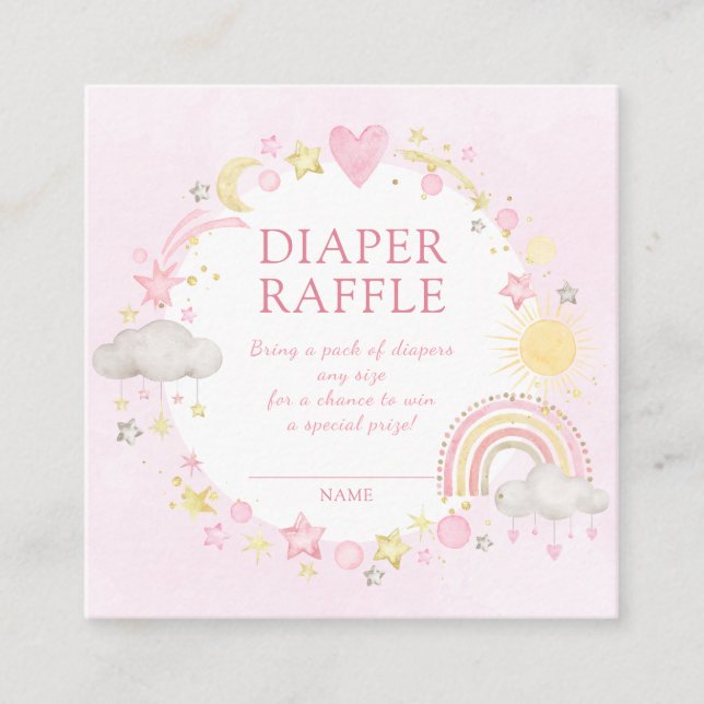 Carte D'accompagnement Fille aquarelle Rainbow Diaper Raffle (Devant)